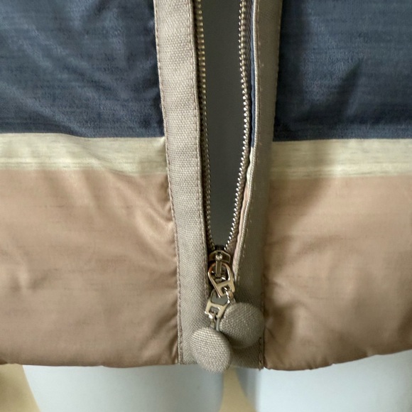 Armani Collezioni Blue and Tan Striped Puffer Jacket - Picture 2 of 11